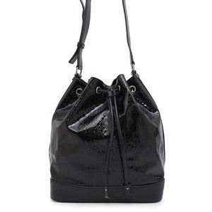 Saint Laurent Paris Allover Bucket Bag Shoulder Bag Black Patent Leather